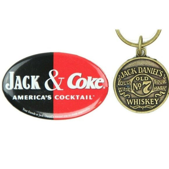 Jack Daniels Keychain Set with Jack & Coke Pin - Picture 3 of 3